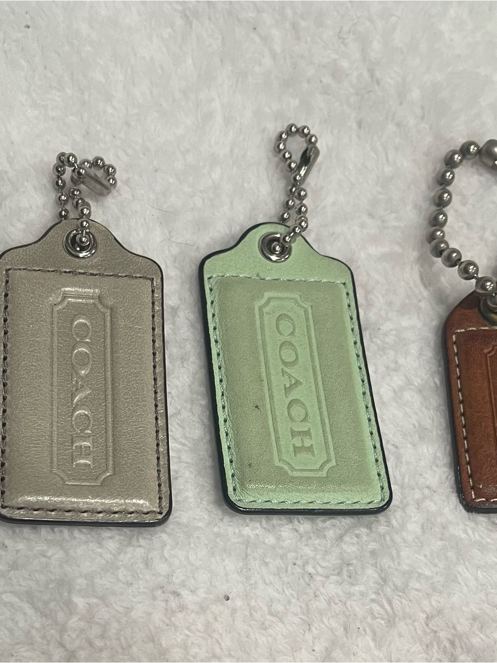 Choice of 1 COACH Various Leather Key Tag with Ball Chain: